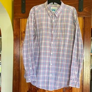 Columbia Men's Plaid Casual Button Down Shirt - Pink and Blue